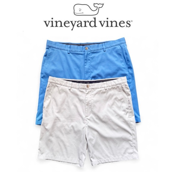 Lot Of 2 Vineyard Vines Links Shorts Sz 40 Blue &‎ Tan Golf Stretch Performance - Picture 1 of 16
